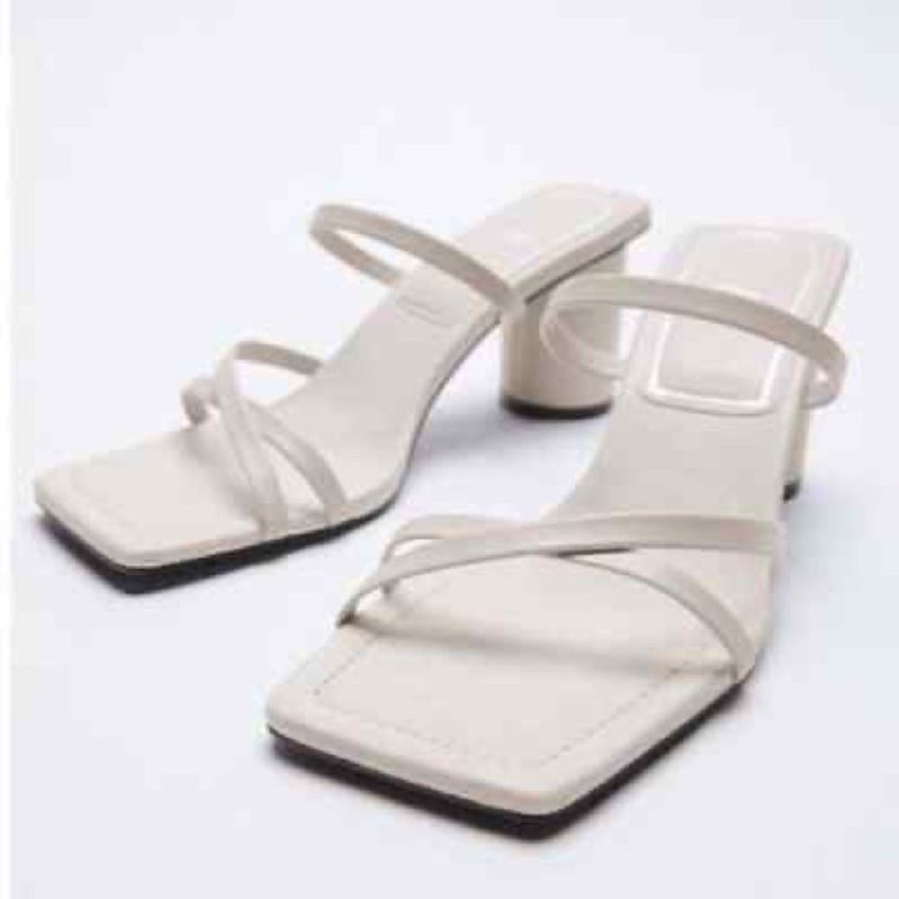 Zara square toe sandal heels
